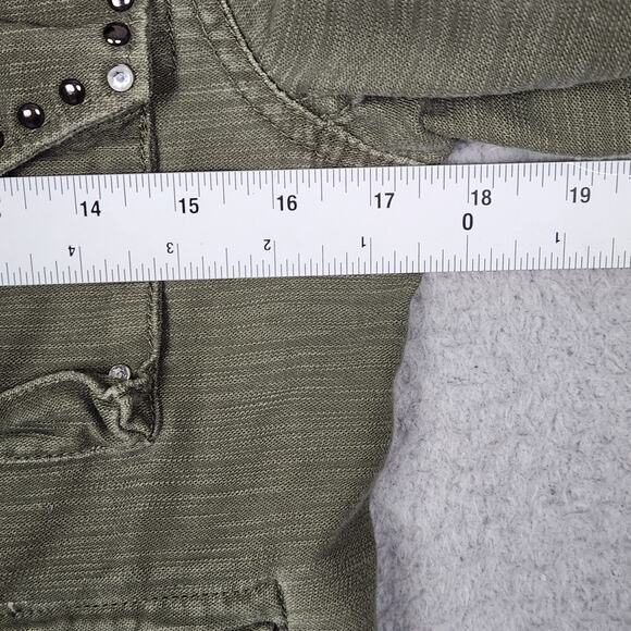 PINK VICTORIAS SECRET Jacket Womens Small Green Denim Military Collared Pockets - Picture 3 of 16